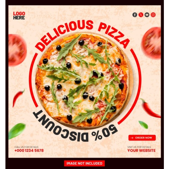 Delicious Pizza Food Main Image E-commerce PSD Template